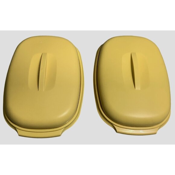 2 Vintage Tupperware Gold Microwave Steamer 3-Piece Sets #1274 - Picture 1 of 8